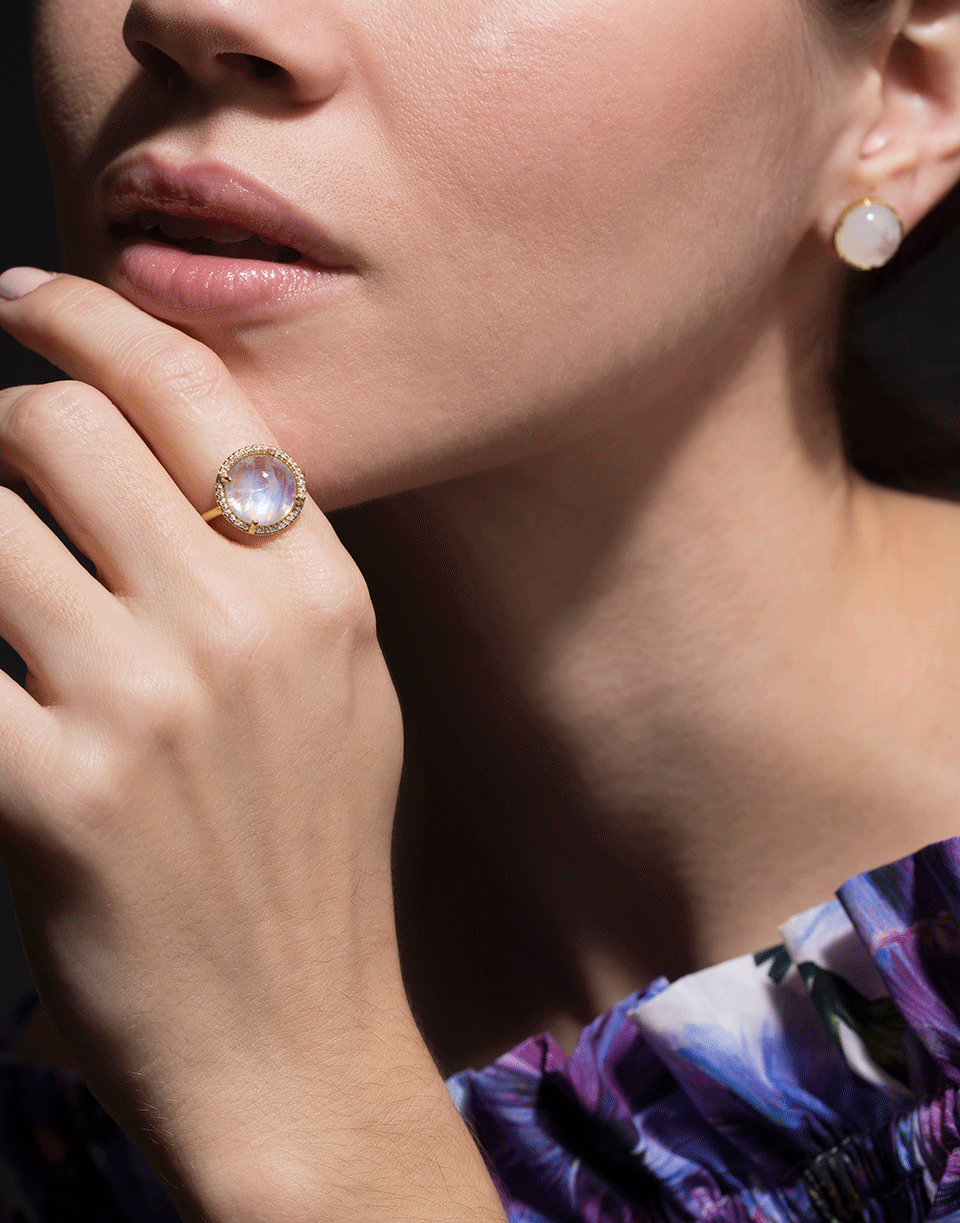 IRENE NEUWIRTH JEWELRY-Rainbow Moonstone Diamond Ring-YELLOW GOLD