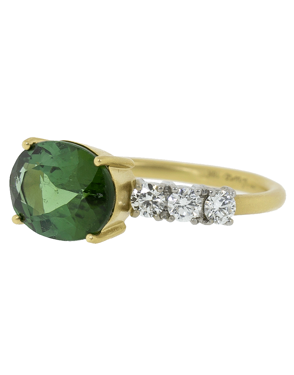IRENE NEUWIRTH JEWELRY-Green Tourmaline and Diamond Ring-YELLOW GOLD