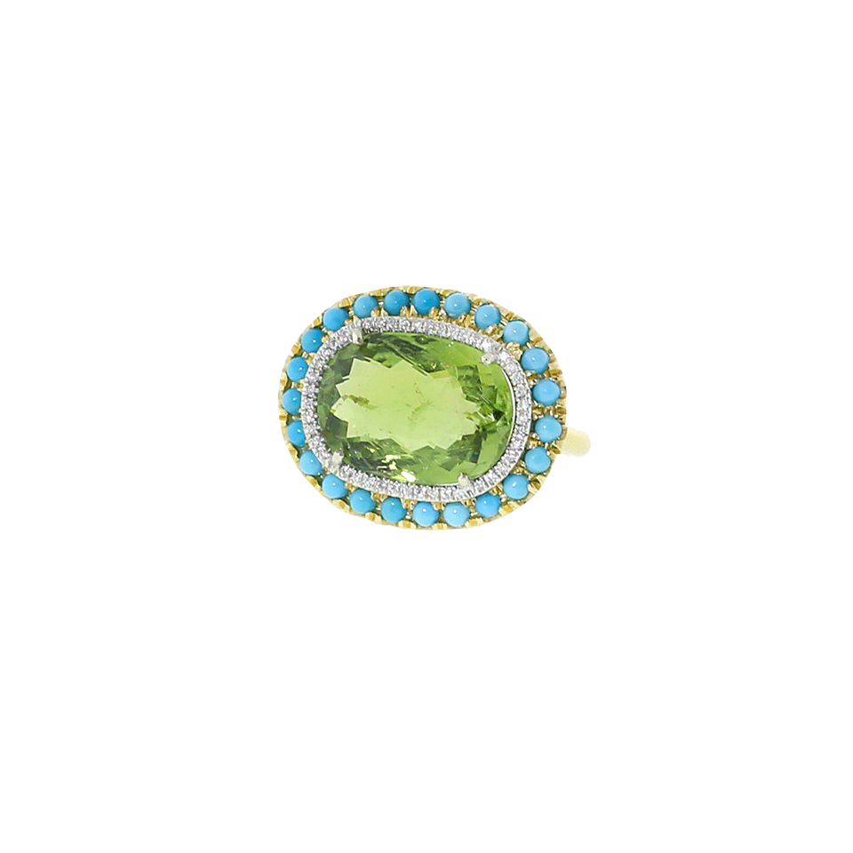 IRENE NEUWIRTH JEWELRY-Green Tourmaline And Turquoise Ring-YELLOW GOLD