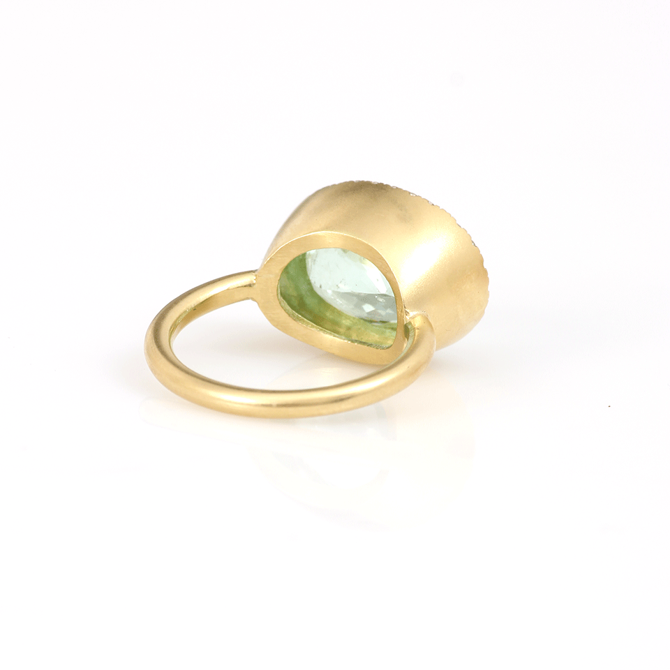 Green Tourmaline Ring With Diamond Pave JEWELRYFINE JEWELRING IRENE NEUWIRTH JEWELRY   