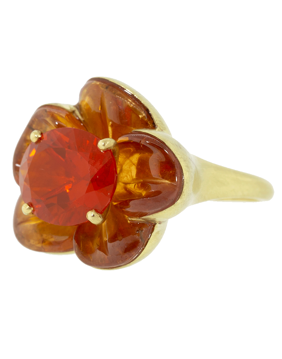 IRENE NEUWIRTH JEWELRY-Mandarin Garnet and Fire Opal Flower Ring-YELLOW GOLD