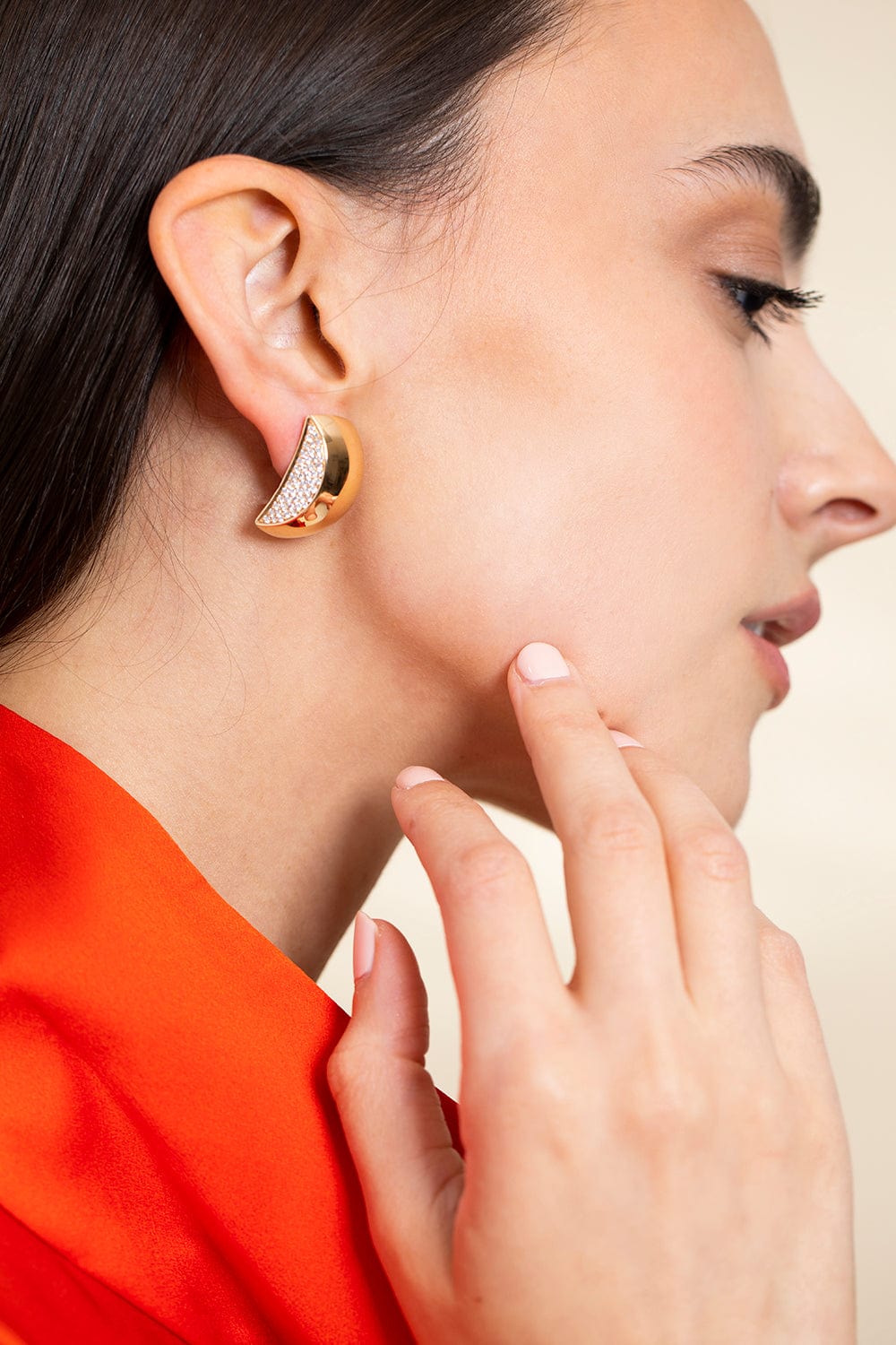 ISABELLE FA-Tonneau Diamond Clip Earrings-ROSE GOLD