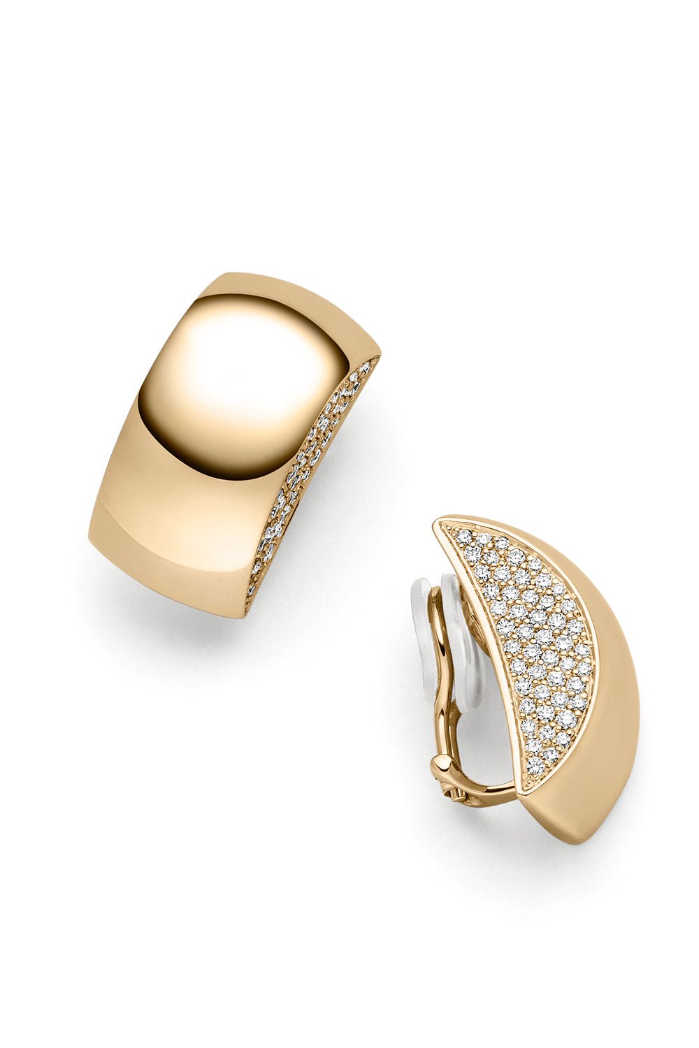 ISABELLE FA-Tonneau Diamond Clip Earrings-ROSE GOLD