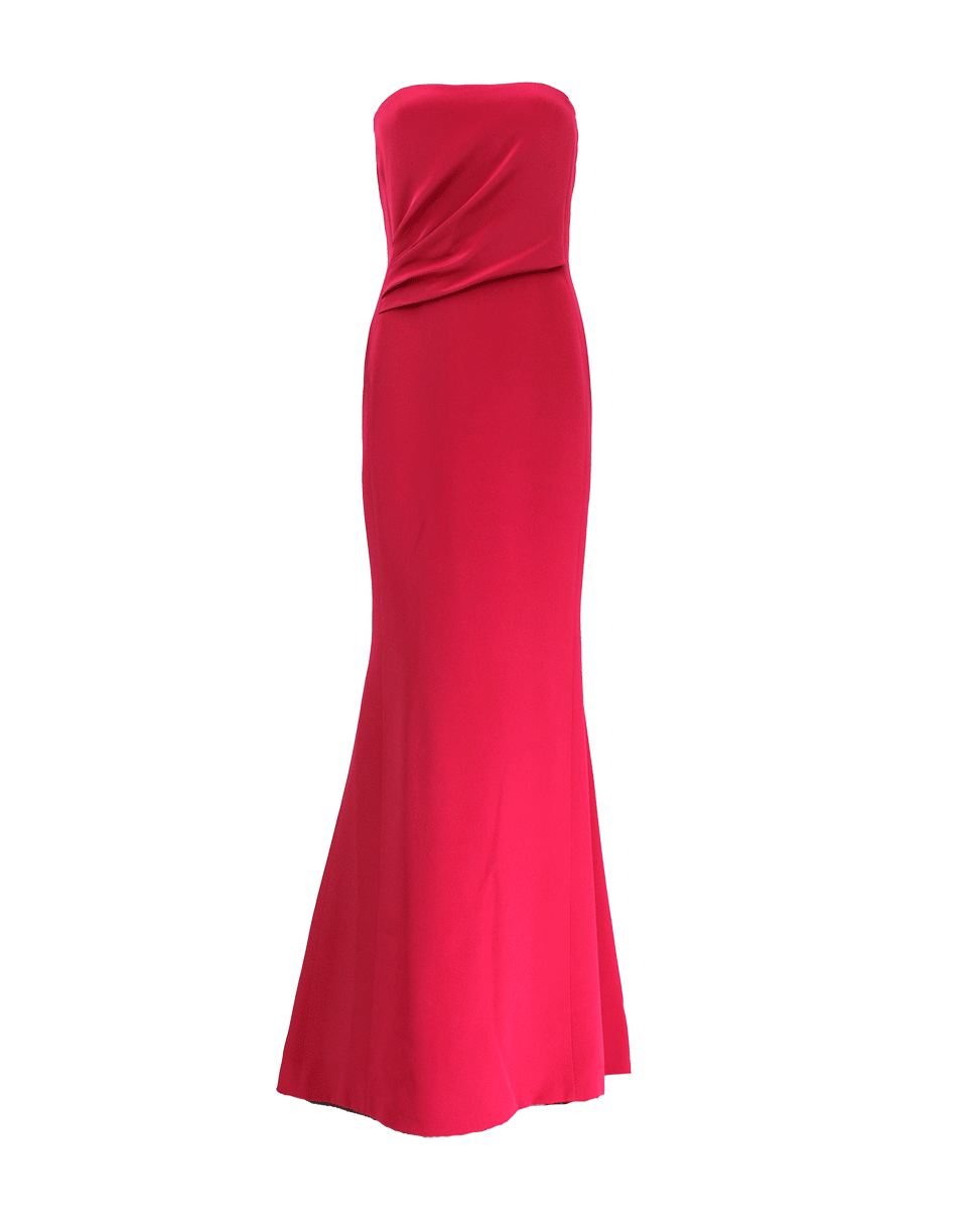 J MENDEL-Silk Cady Strapless Gown-FUCHSIA