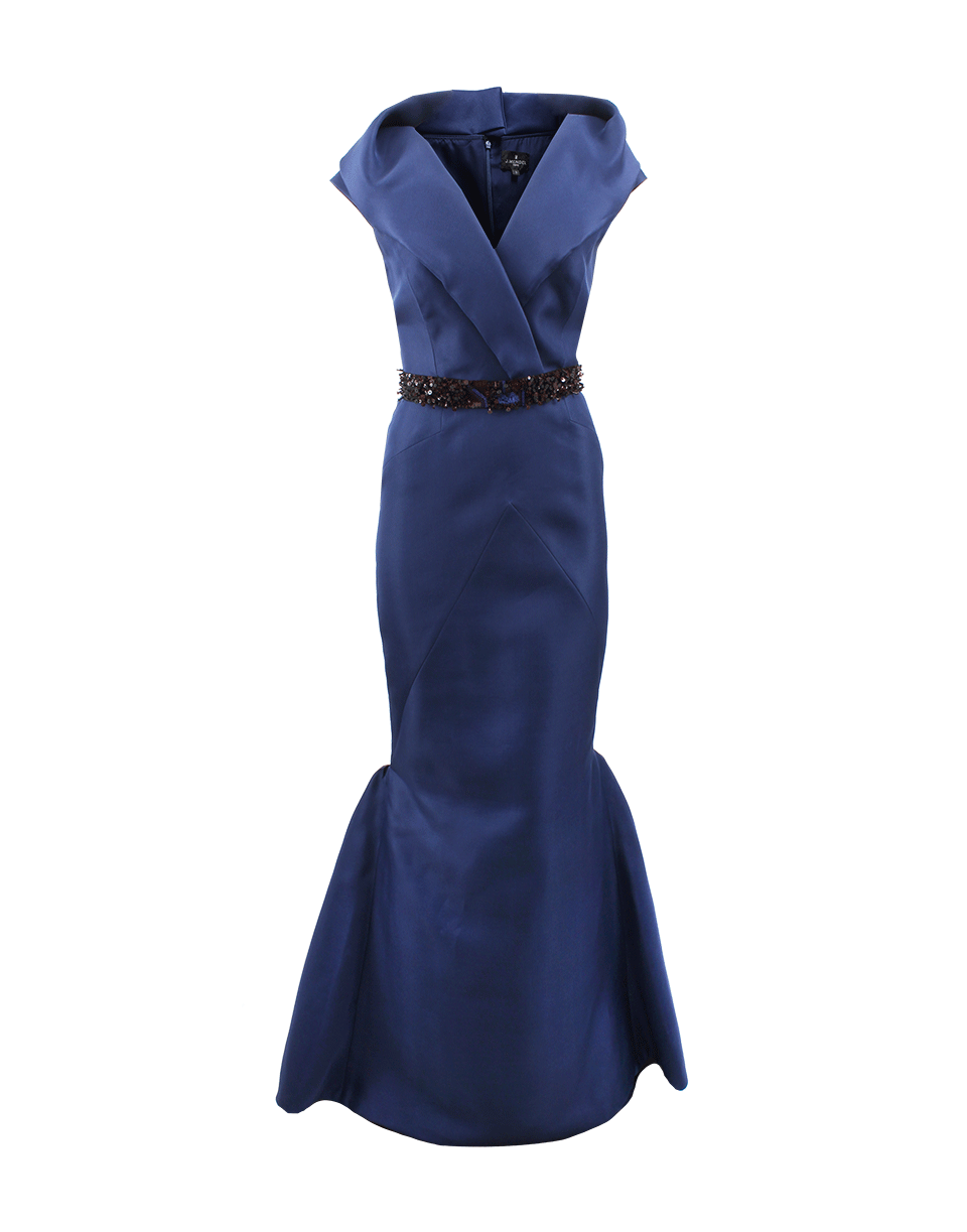 Shawl Collar Gown With Belt CLOTHINGDRESSGOWN J MENDEL   