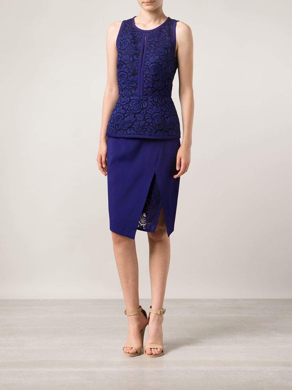 J MENDEL-Halter Top With Lace Embroidery-