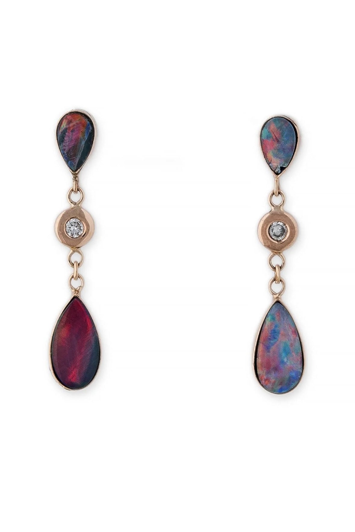 JACQUIE AICHE-Teardrop Austrailian Opal Earrings-ROSE GOLD