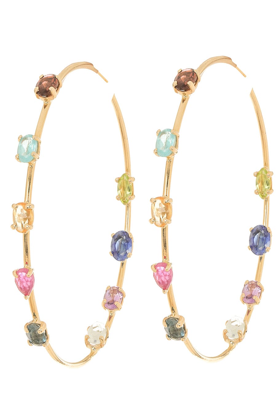JACQUIE AICHE-Multi Shape Gemstone Inside Out Hoops-YELLOW GOLD