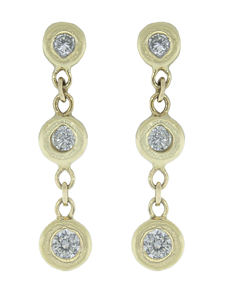 JACQUIE AICHE-Three Diamond Drop Earrings-YELLOW GOLD