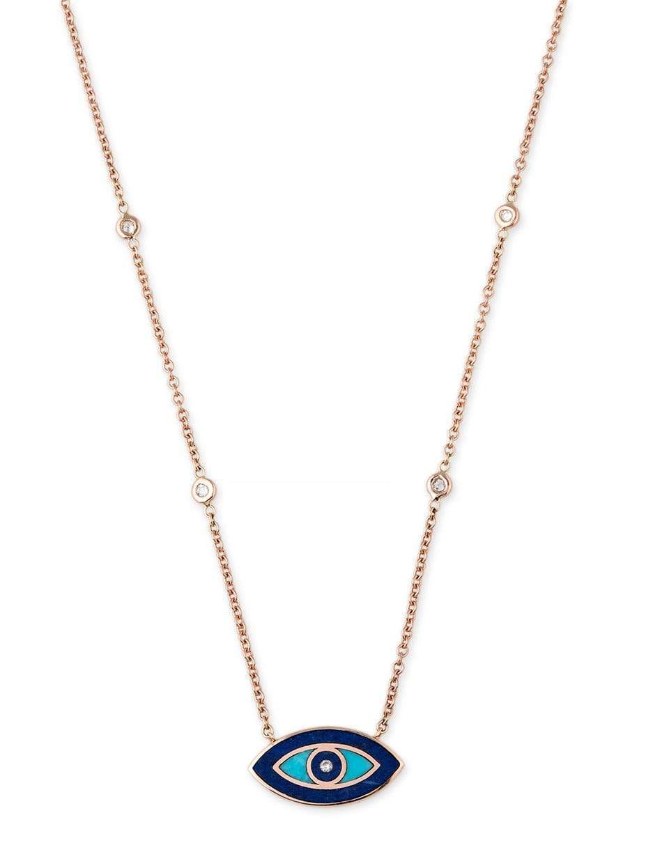 JACQUIE AICHE-Turquoise, Lapis and Inlay Eye Necklace-ROSE GOLD