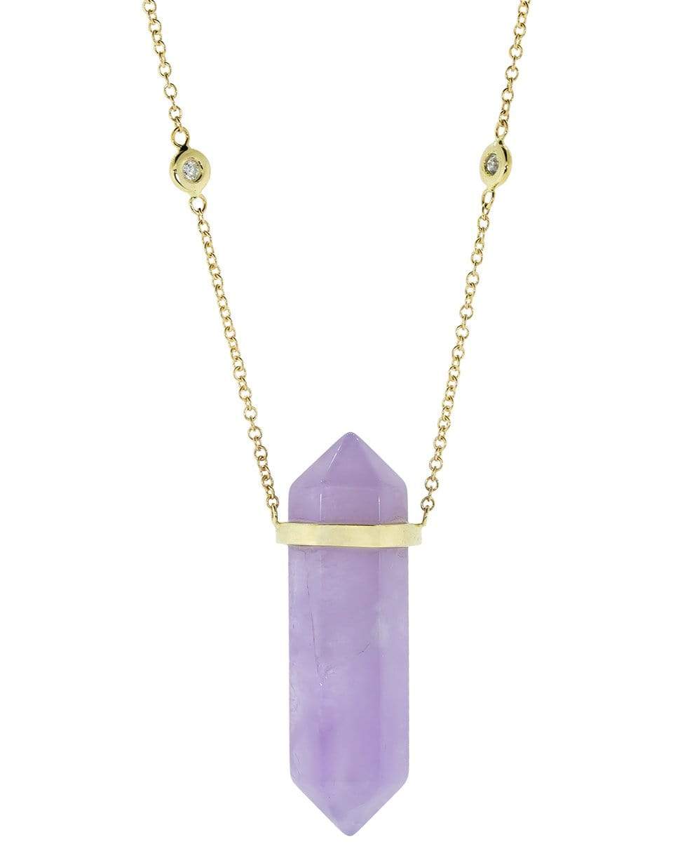 JACQUIE AICHE-Amethyst Crystal Diamond Necklace-YELLOW GOLD