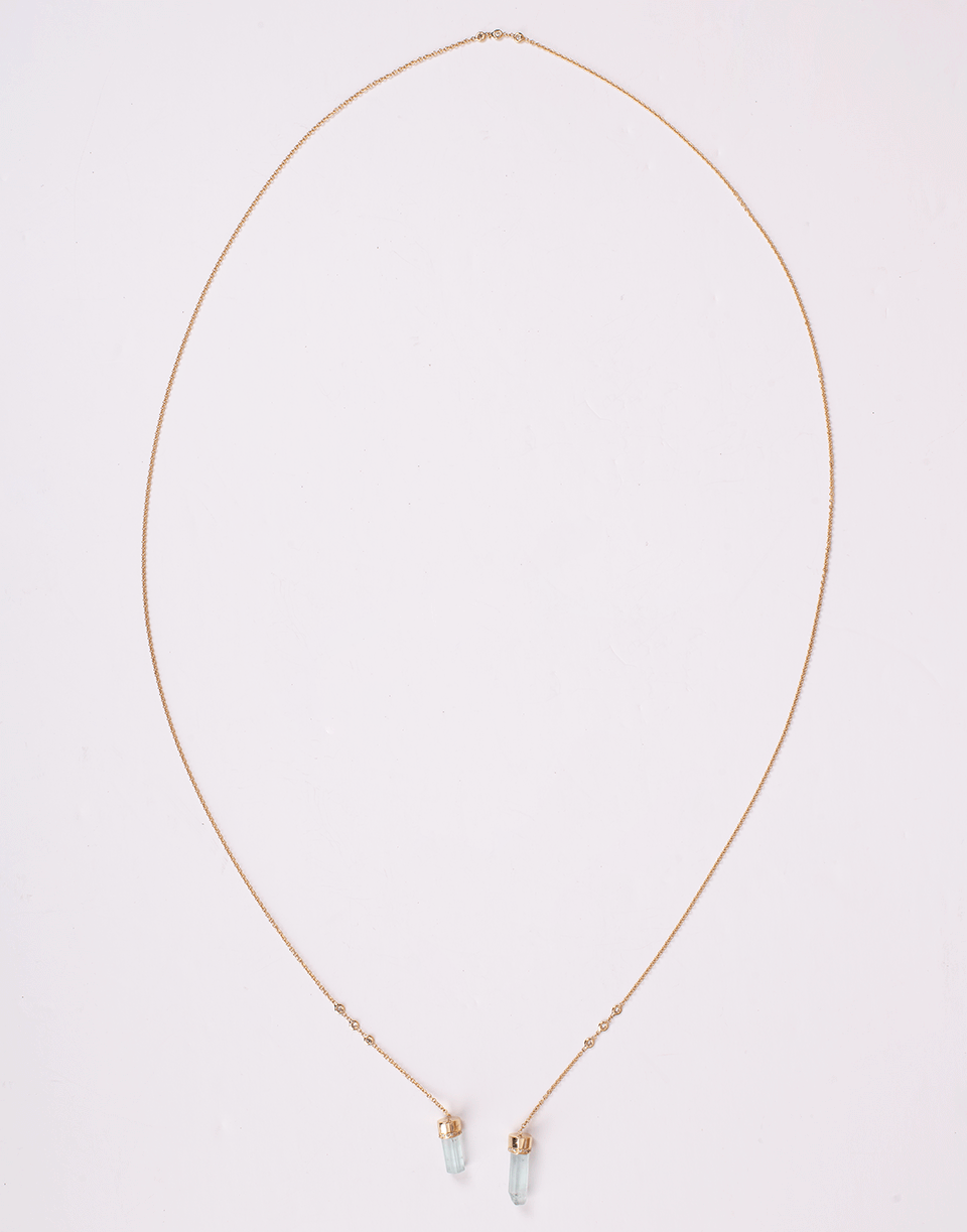 JACQUIE AICHE-Aquamarine and Diamond Wrap Necklace-YELLOW GOLD