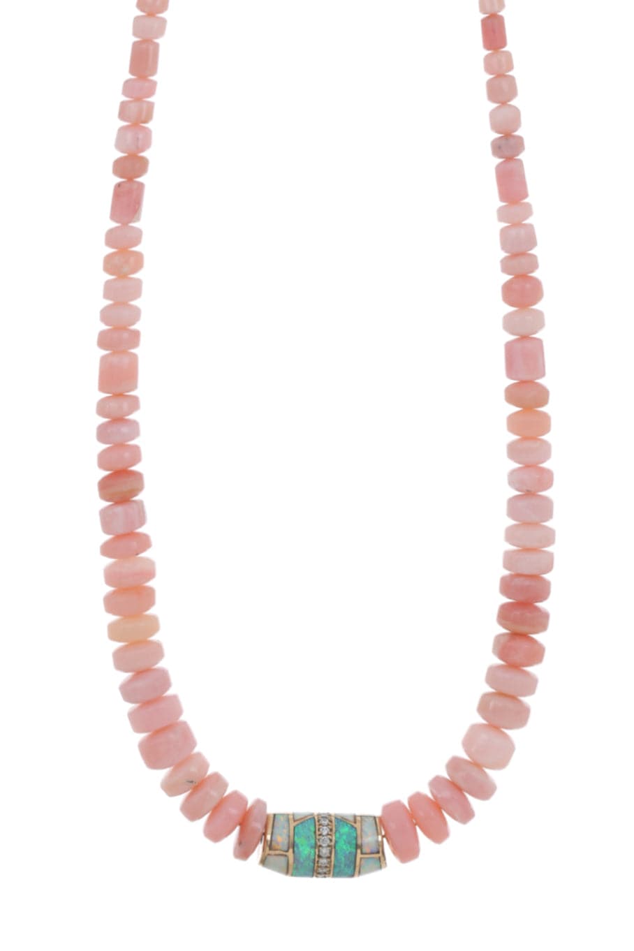 JACQUIE AICHE-Pink Opal Bead Necklace-YELLOW GOLD