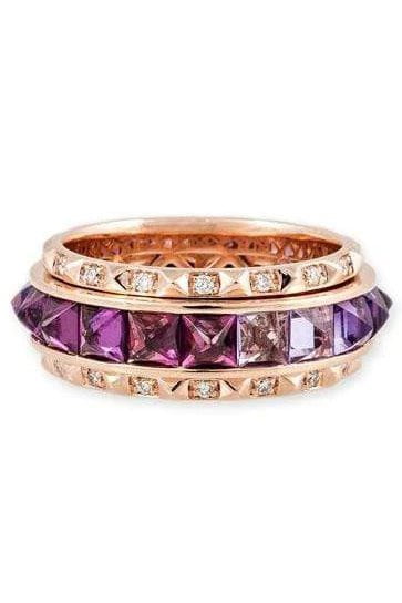 JACQUIE AICHE-Purple Ombre Spike Spinner Ring-ROSE GOLD