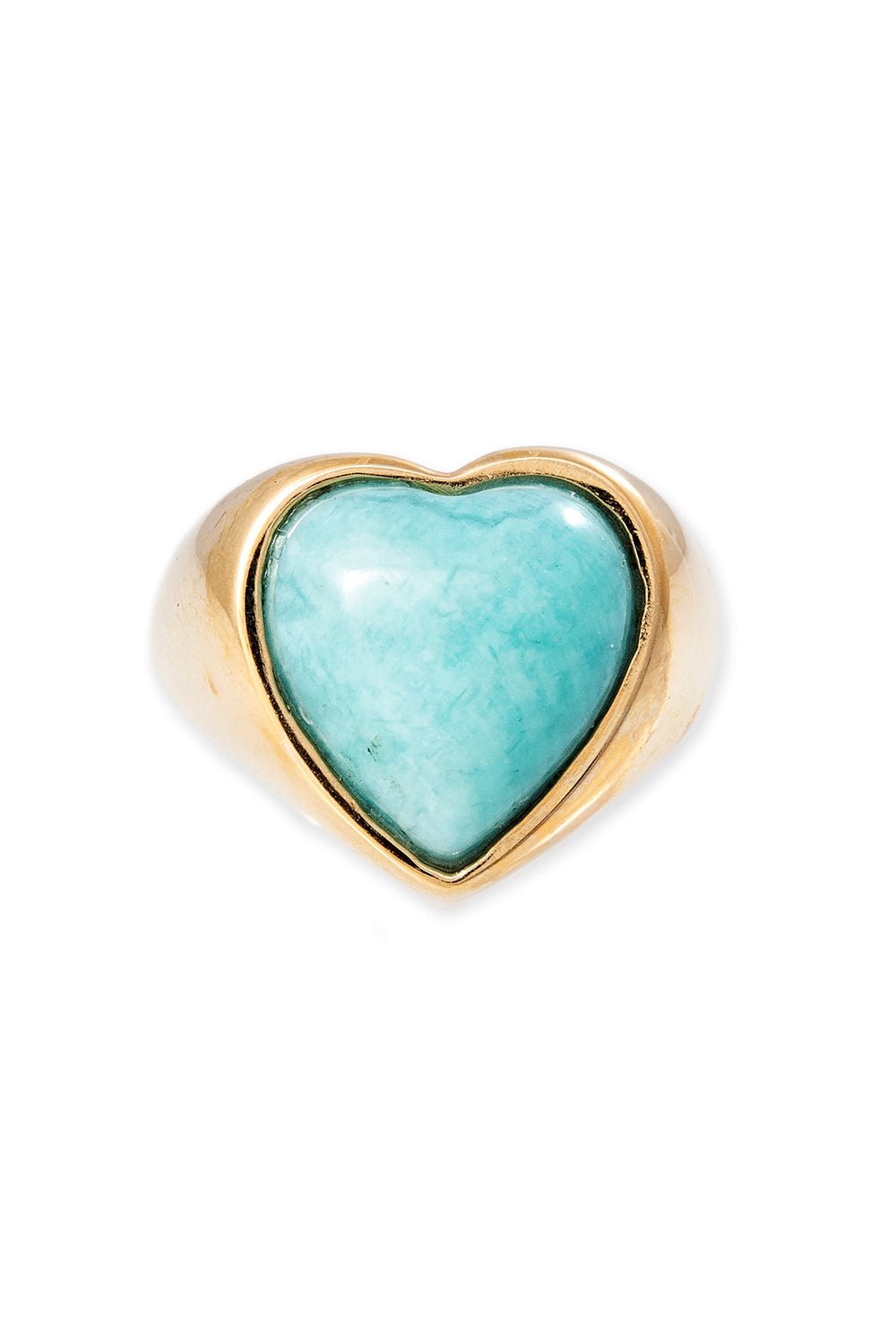 JACQUIE AICHE-Amazonite Heart Signet Ring-YELLOW GOLD