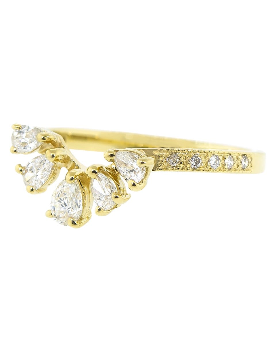JACQUIE AICHE-Five Diamond Teardrop Stacking Ring-YELLOW GOLD