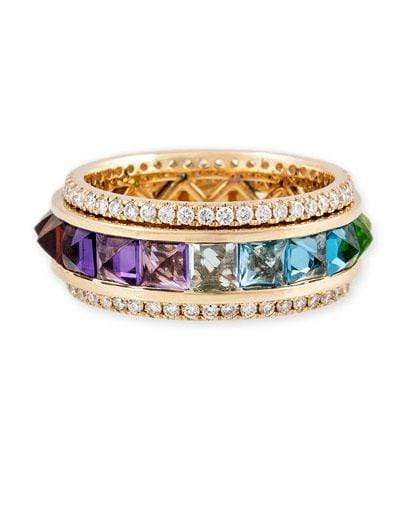 JACQUIE AICHE-Rainbow Spike Spinner Ring-YELLOW GOLD