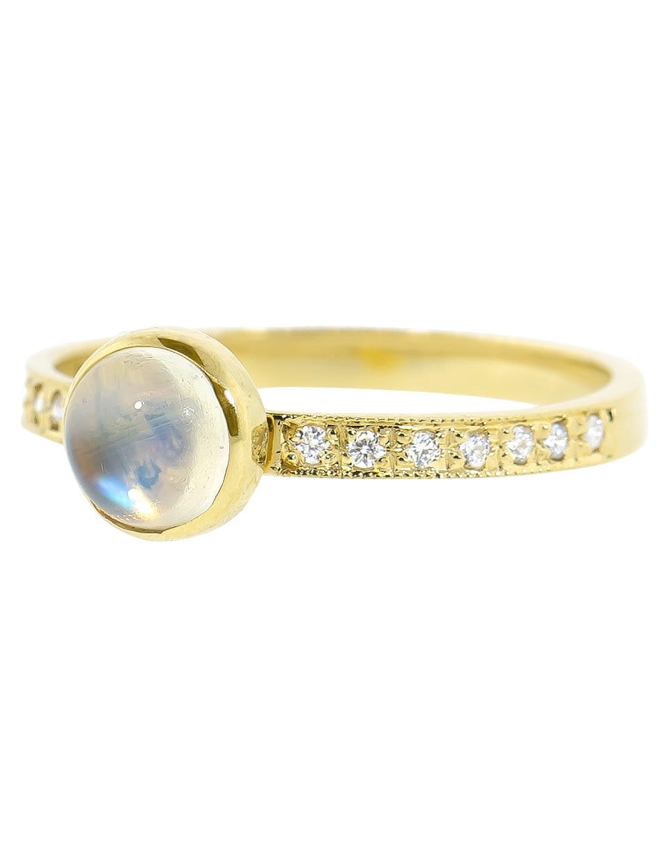 JACQUIE AICHE-Round Moonstone Bezel Ring-YELLOW GOLD