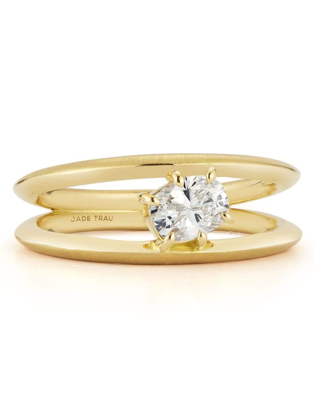 JADE TRAU-Sadie Oval Diamond Solitaire Ring-YELLOW GOLD