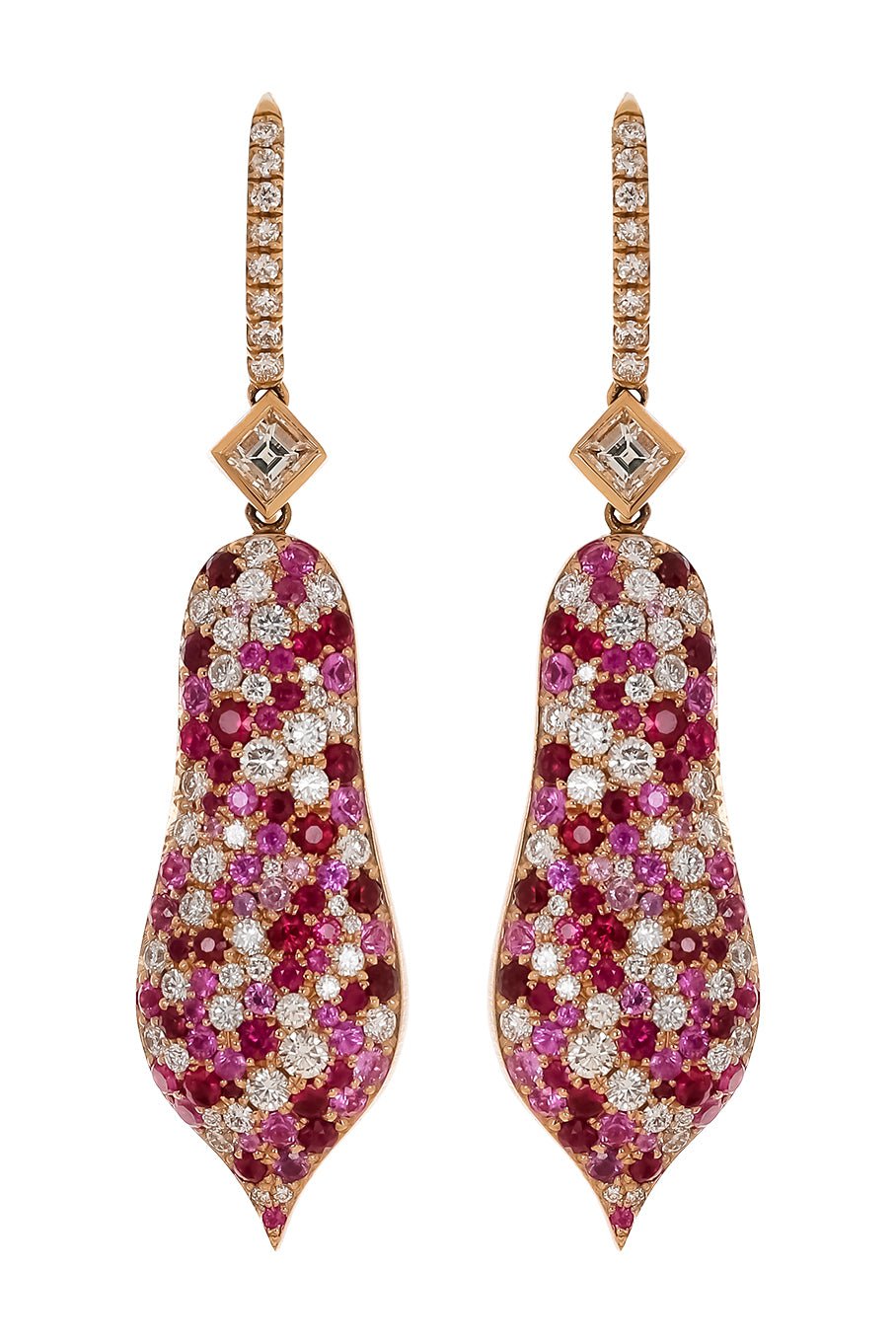 JARED LEHR-Pink Sapphire Diamond Earrings-ROSE GOLD