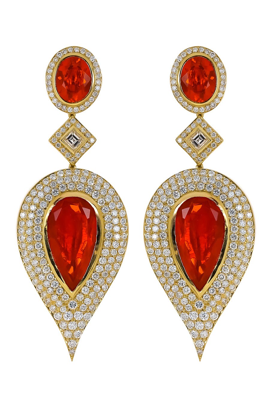 JARED LEHR-Fire Opal Diamond Earrings-YELLOW GOLD