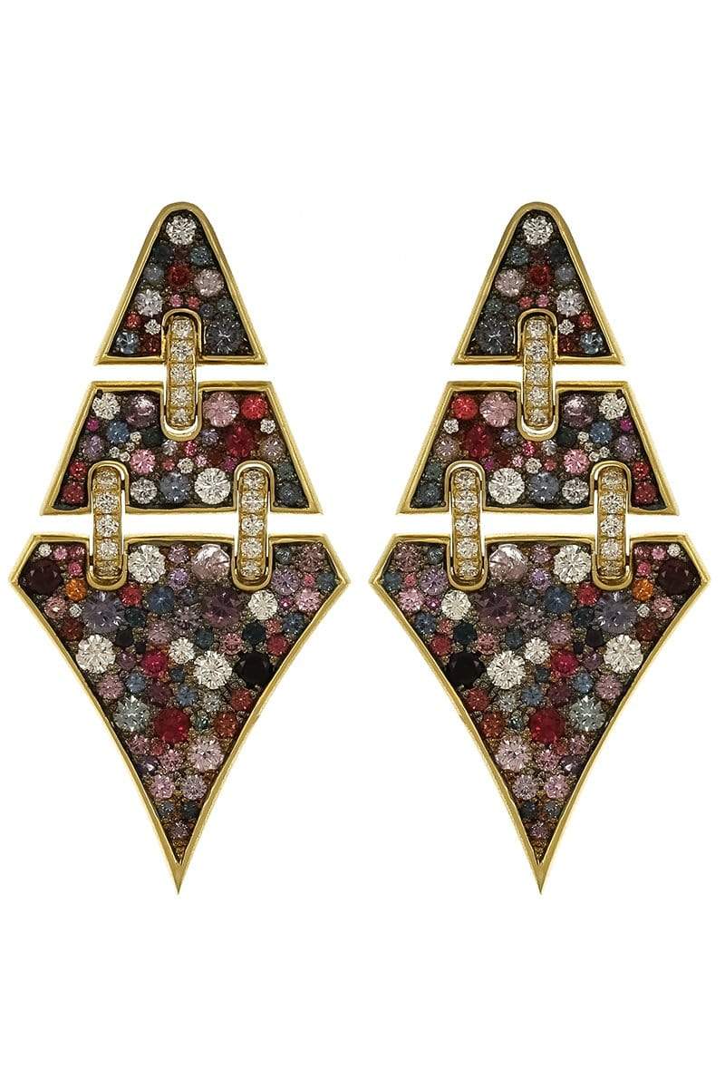 JARED LEHR-Spinel and Diamond Earrings-YELLOW GOLD