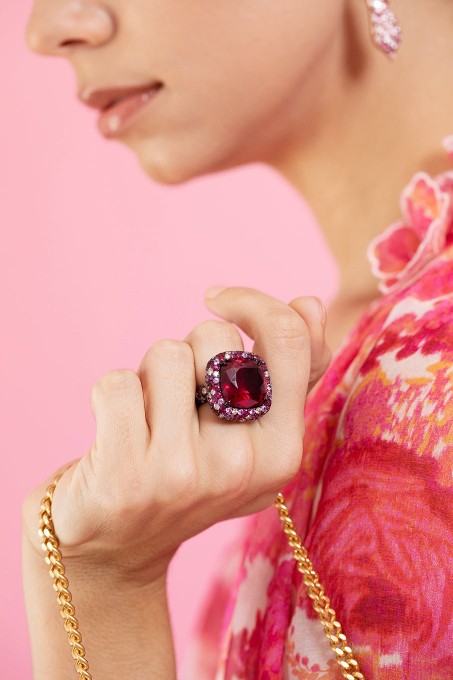 JARED LEHR-Ruby Pink Sapphire Ring-BLACK/GOLD
