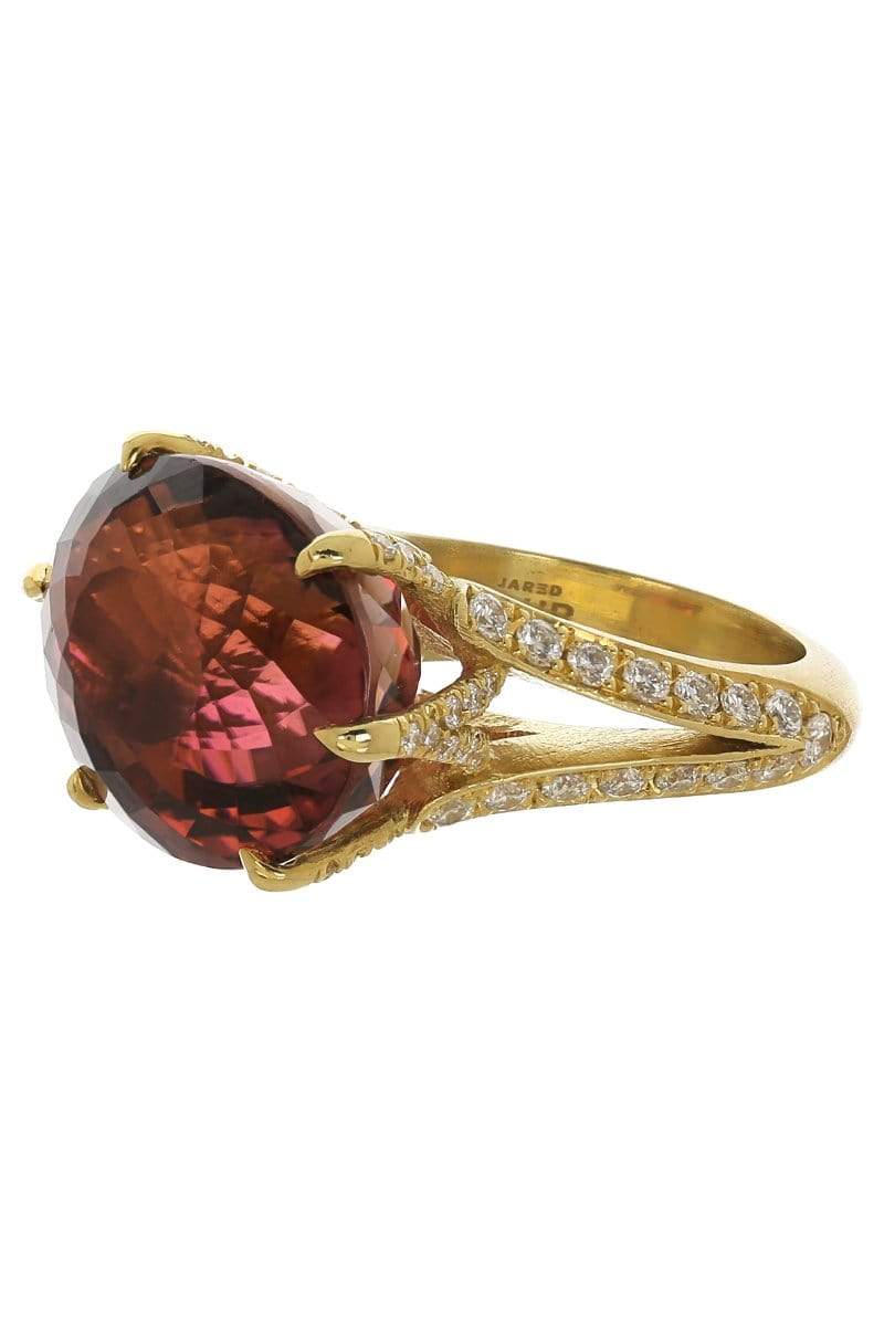 JARED LEHR-Pink Tourmaline and Diamond Ring-YELLOW GOLD