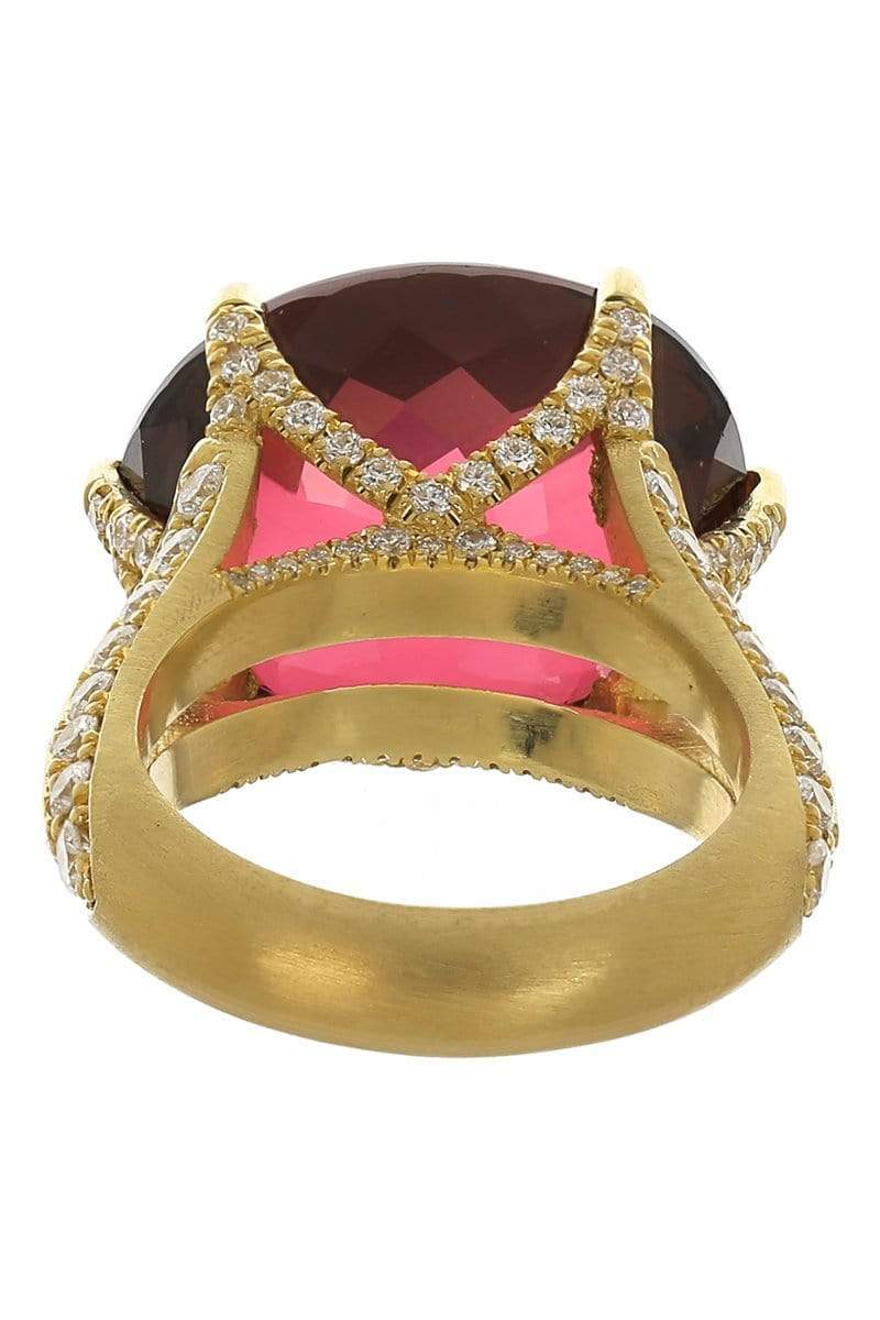 JARED LEHR-Pink Tourmaline and Diamond Ring-YELLOW GOLD