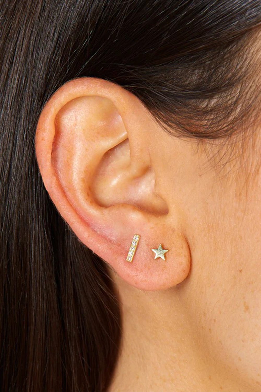 JENNIFER MEYER-Mini Star Studs-YELLOW GOLD