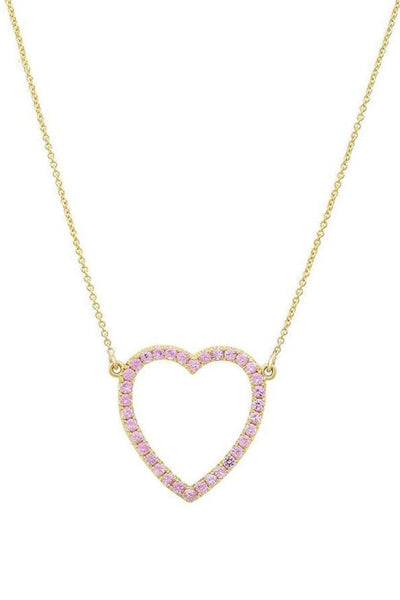 jennifer meyer jewelryfine jewelnecklace o ylwgold large pink sapphire open heart necklace 40981886664856 grande