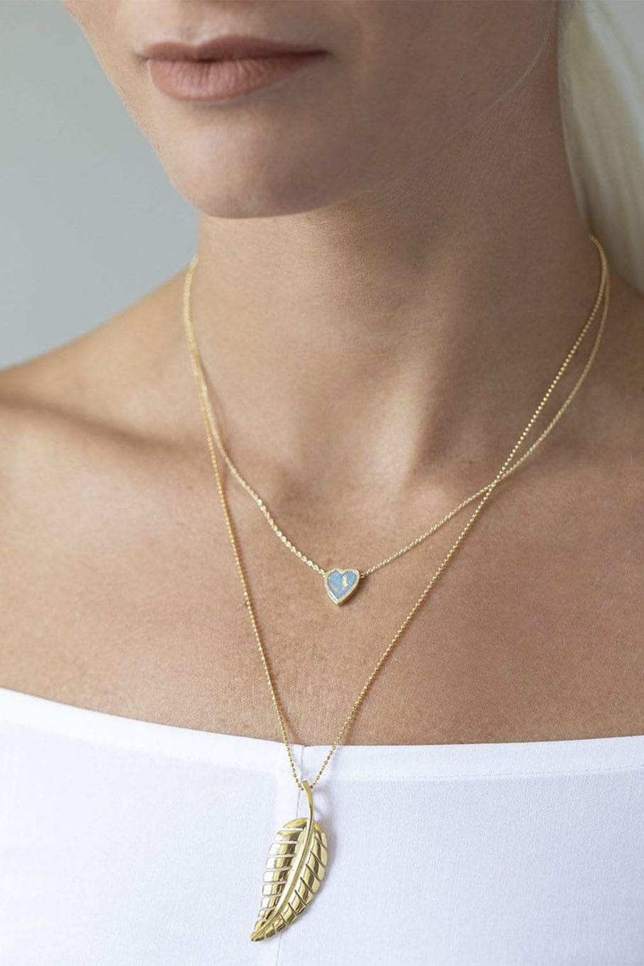Mini Opal Inlay Heart Necklace with Diamonds JEWELRYFINE JEWELNECKLACE O JENNIFER MEYER   