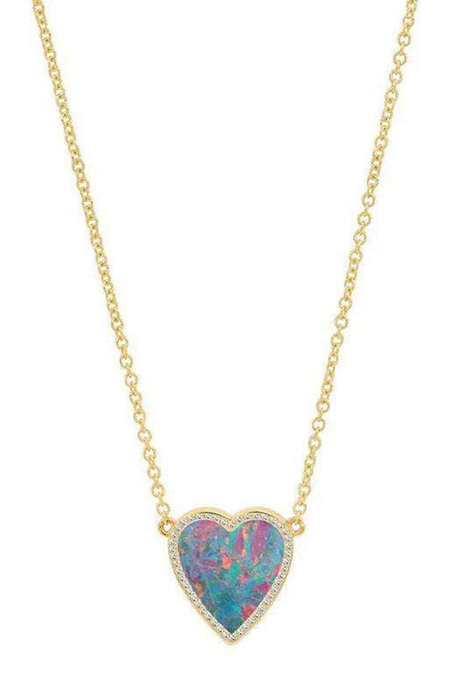 Mini Opal Inlay Heart Necklace with Diamonds JEWELRYFINE JEWELNECKLACE O JENNIFER MEYER   
