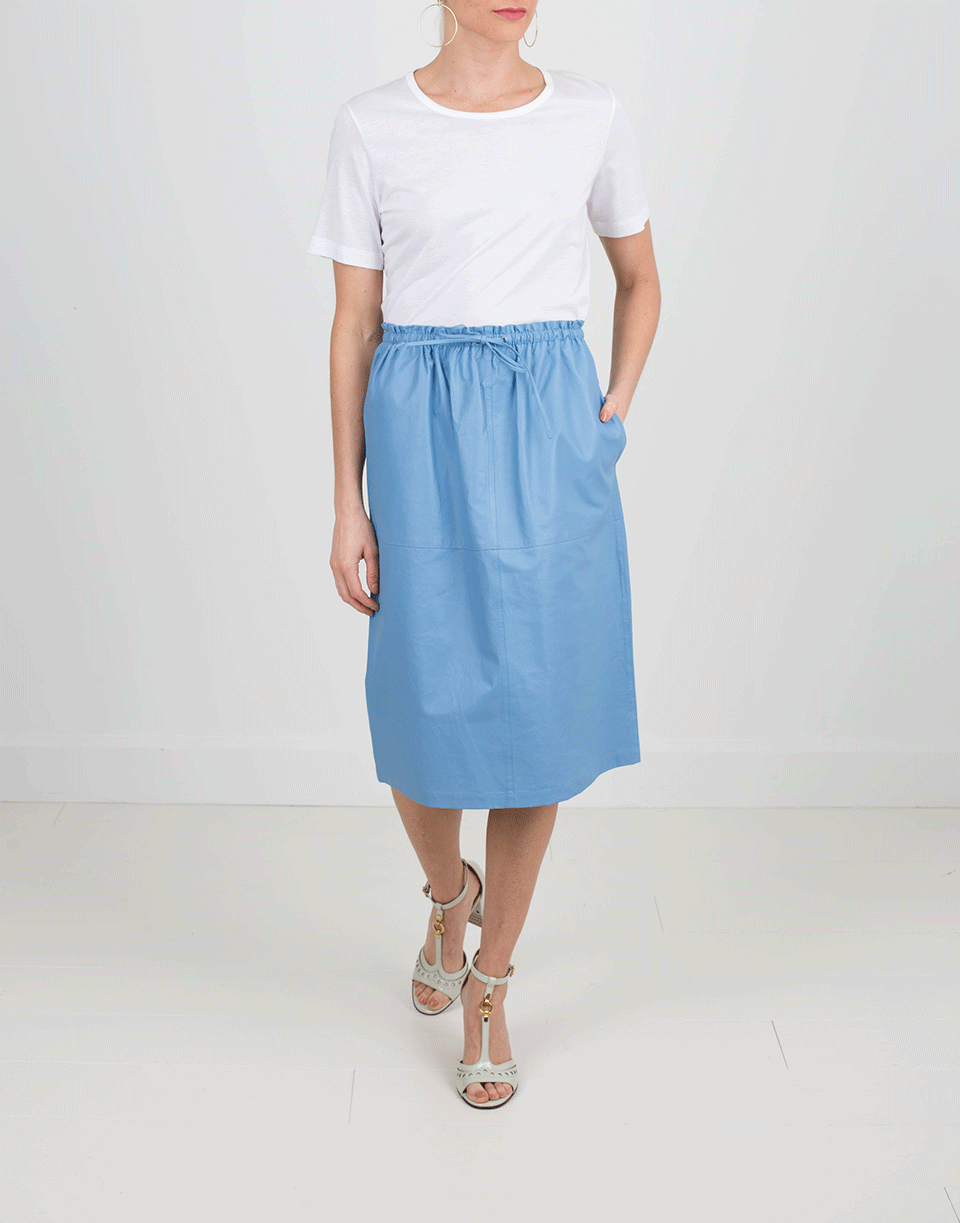 JIL SANDER-Cayena Leather Skirt-BLUE