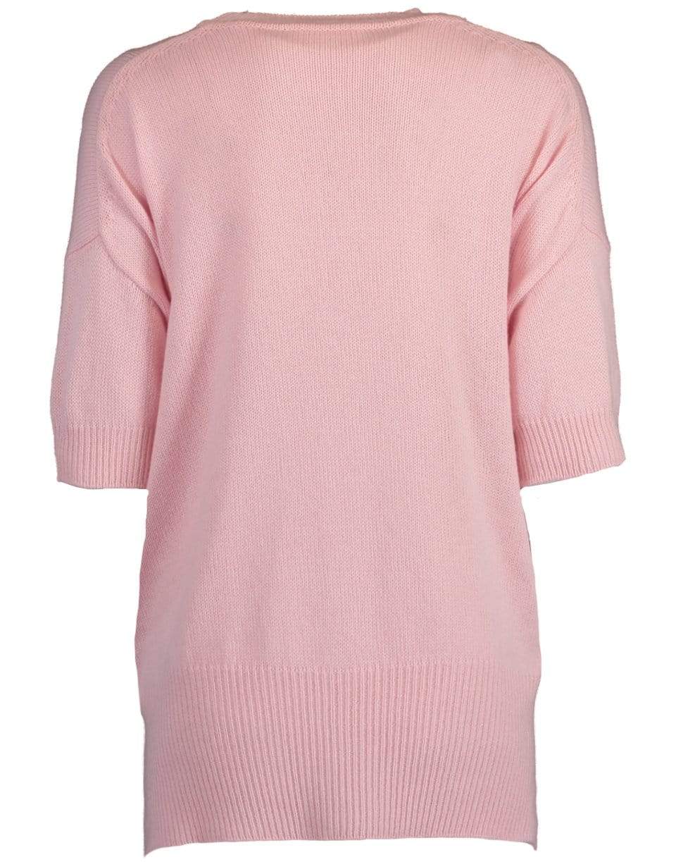 JIL SANDER-Pink Short Sleeve Crewneck Sweater-