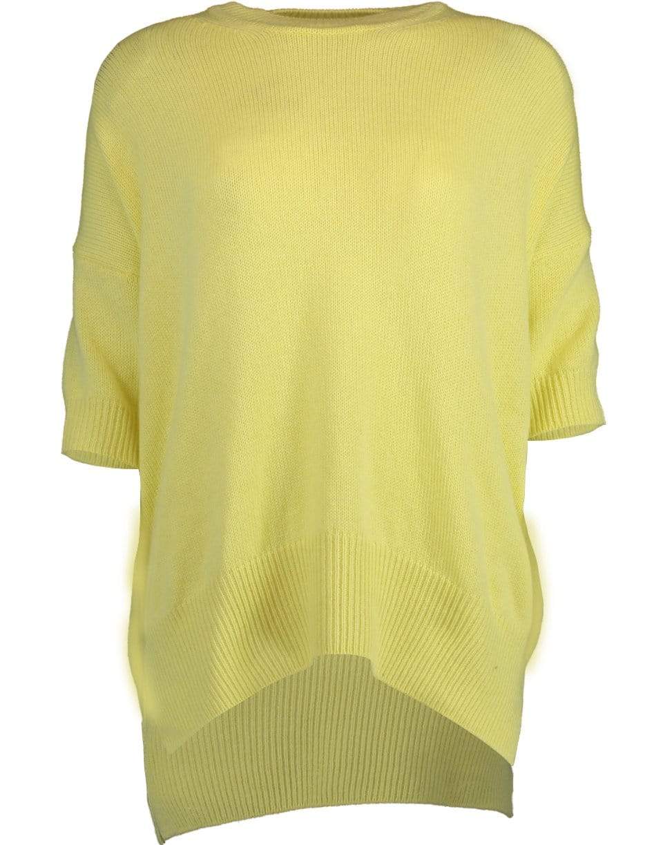 JIL SANDER-Yellow Short Sleeve Crewneck Sweater-