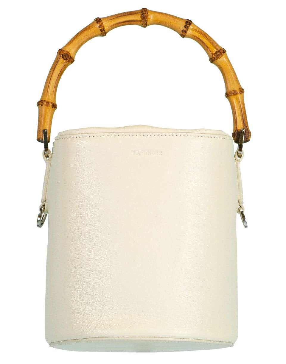 White Bamboo Handle Soft Bucket Bag HANDBAGTOP HANDLE JIL SANDER   