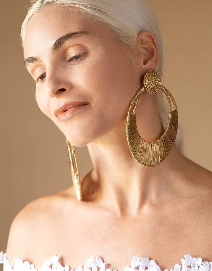 JOHANNA ORTIZ-Gold Topographical Earrings-GOLD