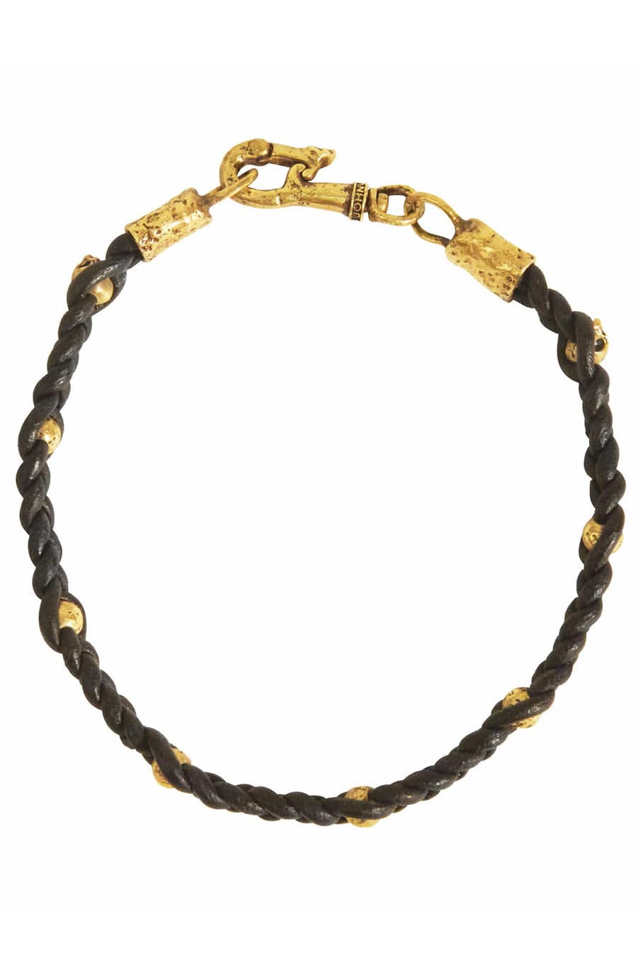 JOHN VARVATOS-Brass Bead and Braided Bracelet-BRASS