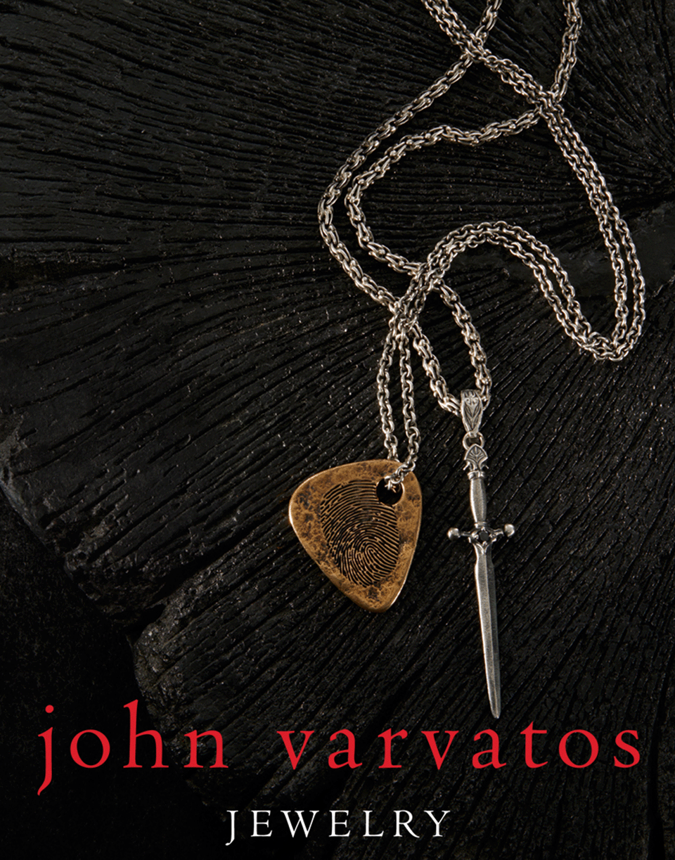 JOHN VARVATOS-Fingerprint Guitar Pick Pendant Necklace-BRASS