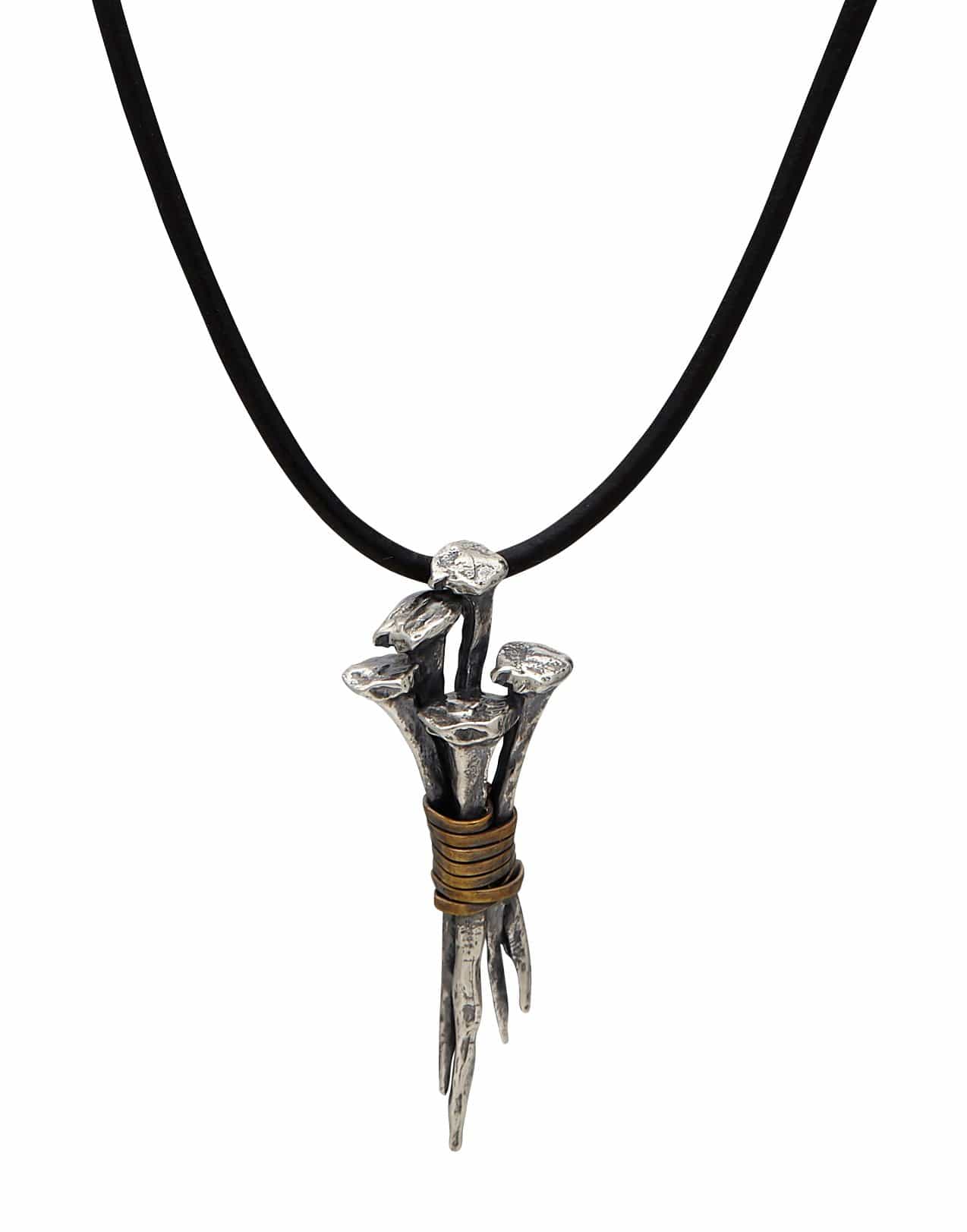 JOHN VARVATOS-Brass Wrapped Nails Pendant Necklace-SILVER