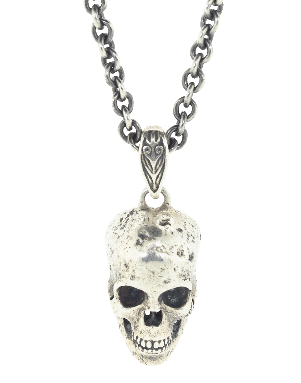 Distressed Sterling Silver Skull Necklace JEWELRYFINE JEWELNECKLACE O JOHN VARVATOS   
