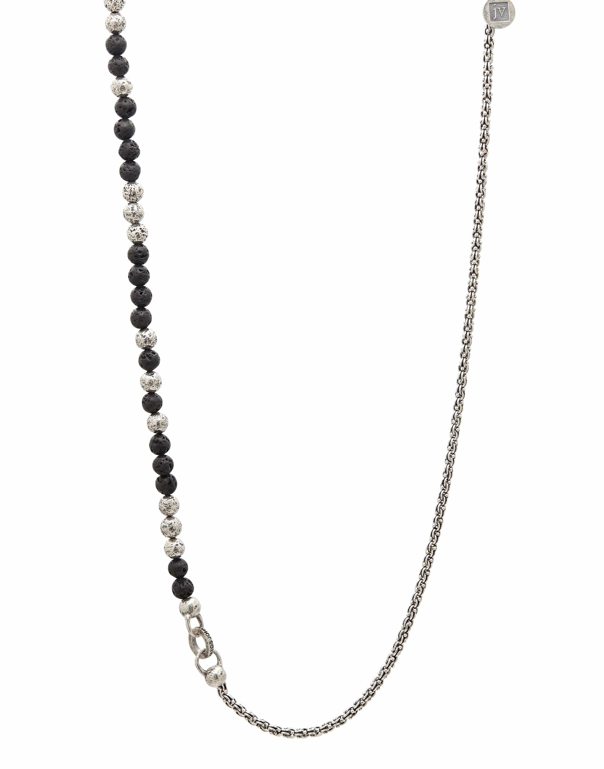 JOHN VARVATOS-Lava Bead Half Chain Necklace-SILVER
