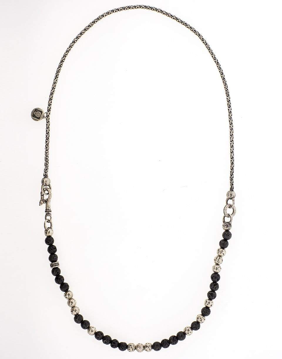 JOHN VARVATOS-Lava Bead Half Chain Necklace-SILVER