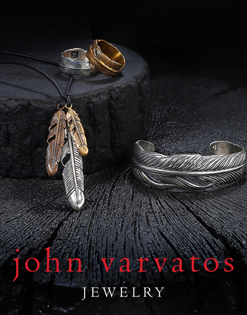 JOHN VARVATOS-Mixed Metal Feathers on Leather Cord-SILVER