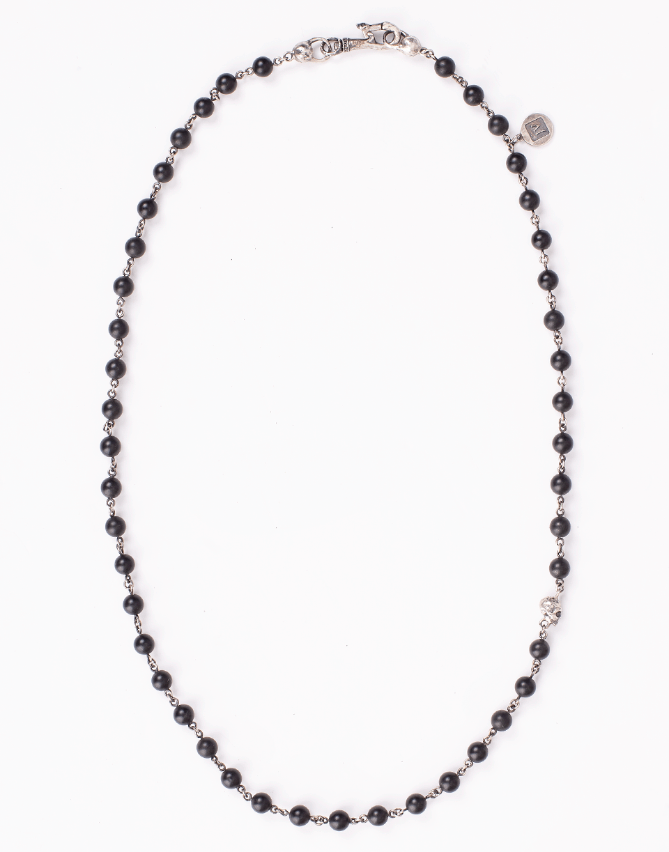 JOHN VARVATOS-Onyx and Silver Skull Bead Necklace-SILVER