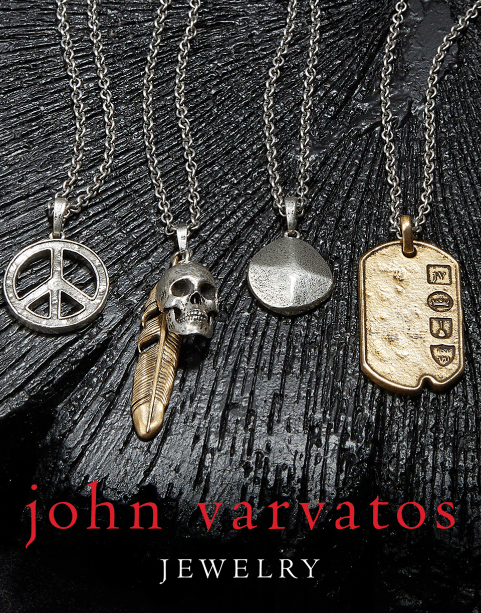 JOHN VARVATOS-Silver Peace Sign Necklace-SILVER