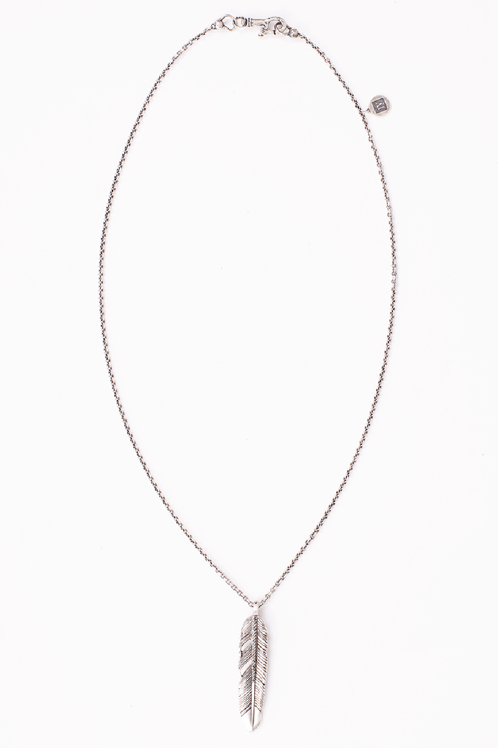 JOHN VARVATOS-Single Feather Pendant Necklace-SILVER