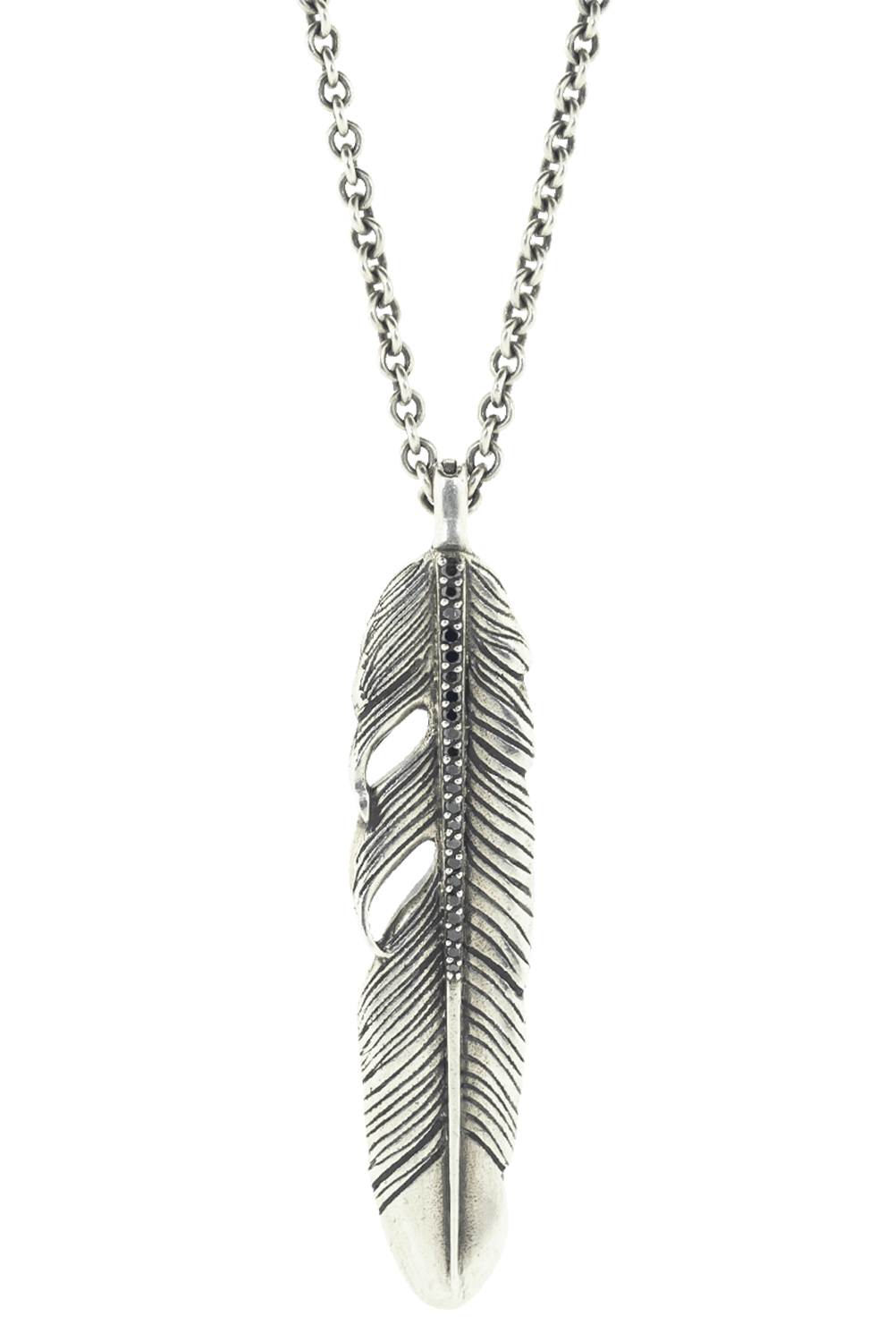 JOHN VARVATOS-Single Feather Pendant Necklace-SILVER