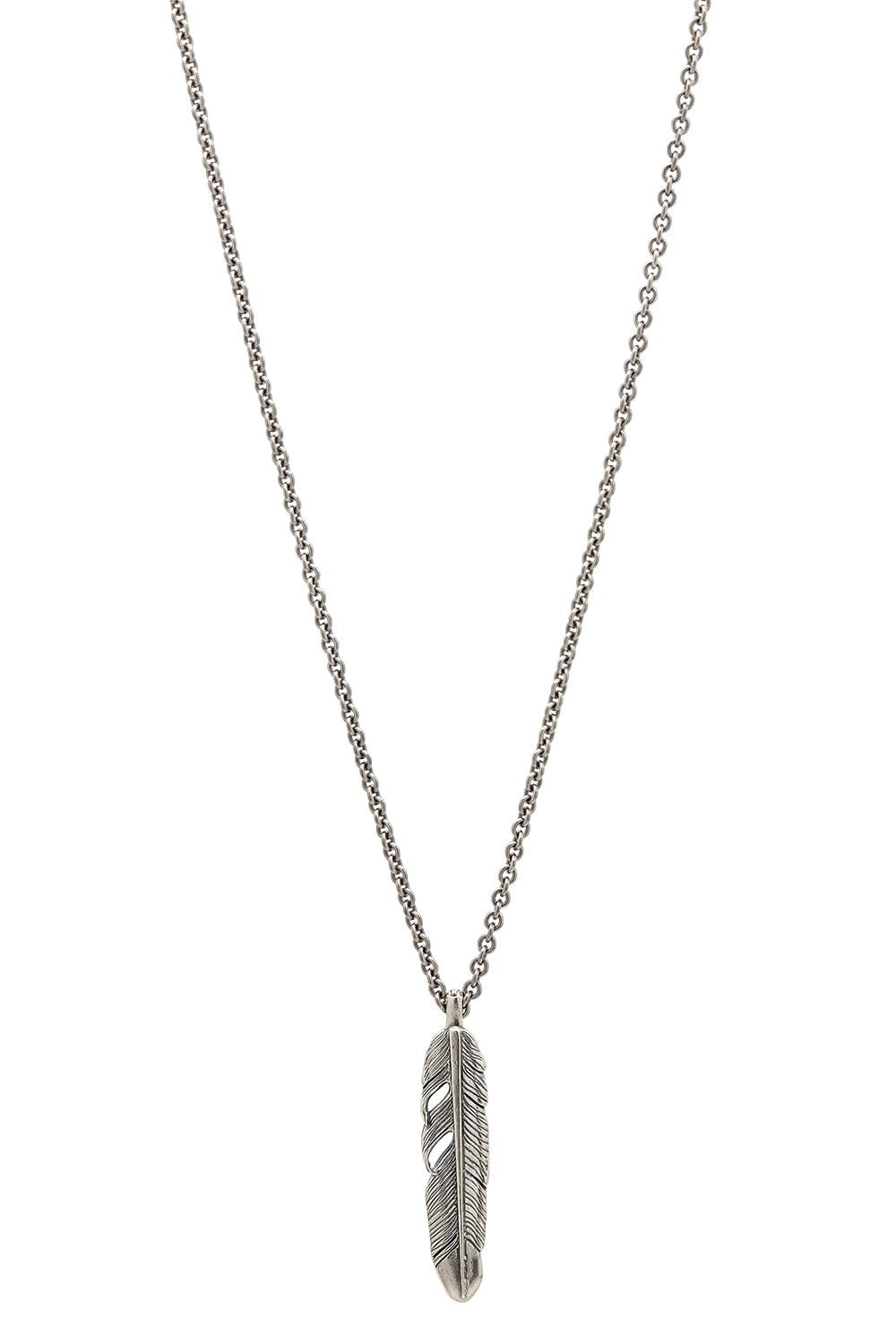 JOHN VARVATOS-Single Medium Feather Pendant Necklace-SILVER